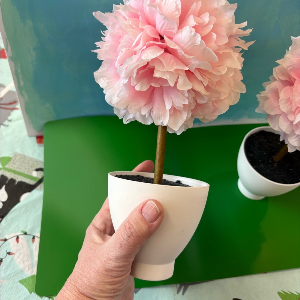 Pink Floral Home Accent in White Pot - Picture 2 of 3